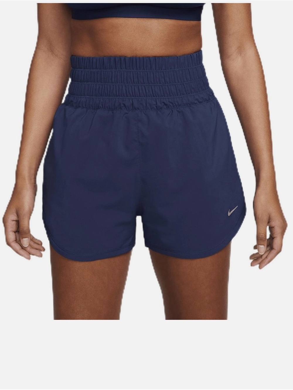 Nike Women's Deep Navy Athletic Shorts with Smocked Waist